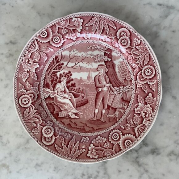 SPODE Archive Collection Georgian Series "Woodman" Pate in Cranberry and White - Picture 1 of 10